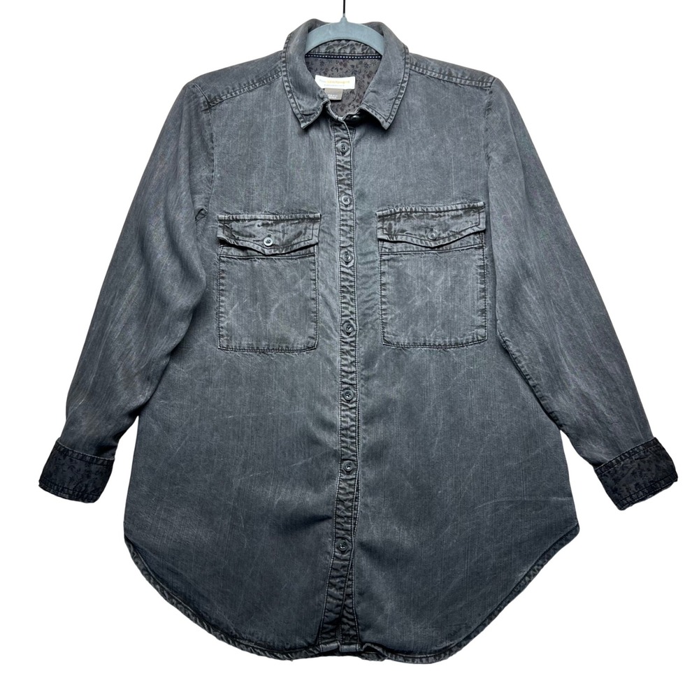 Pilcro by Anthropologie Gray‎ Washed Long Sleeve Button Up Shirt Flip Cuff Small